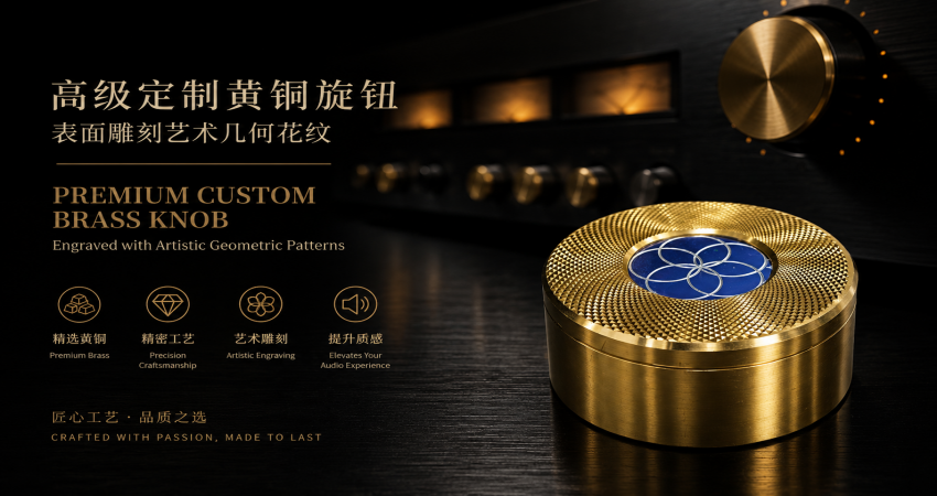 高端定制黄铜旋钮,艺术几何雕刻